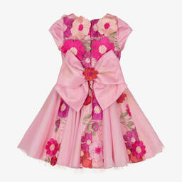 Junona-Girls Pink Floral Tulle Dress | Childrensalon Outlet