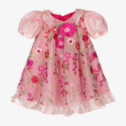 Junona-Girls Pink Floral Tulle Dress | Childrensalon Outlet