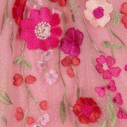 Junona-Girls Pink Floral Tulle Dress | Childrensalon Outlet