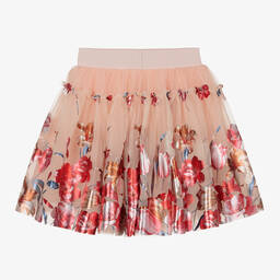 Junona-Розовая юбка из тюля с цветами | Childrensalon Outlet