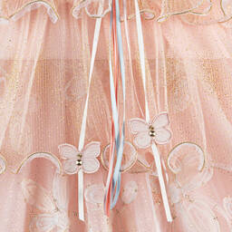 Junona-فستان تول لون زهري غليتر بطبعة ورود | Childrensalon Outlet