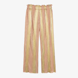 Junona-Girls Pink & Gold Plissé Trousers | Childrensalon Outlet