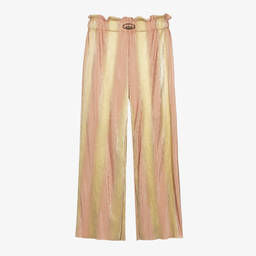 Junona-Girls Pink & Gold Plissé Trousers | Childrensalon Outlet