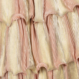 Junona-Girls Pink & Gold Tiered Plissé Skirt | Childrensalon Outlet