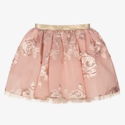 Junona-Girls Pink Jacquard Rose Skirt | Childrensalon Outlet