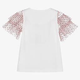 Junona-Girls Pink Polka Dot Tulle T-Shirt | Childrensalon Outlet