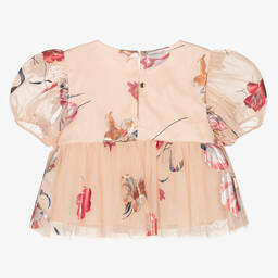 Junona-Girls Pink & Red Floral Tulle Blouse | Childrensalon Outlet