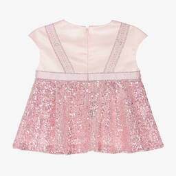 Junona-Girls Pink Satin Sequin Blouse | Childrensalon Outlet