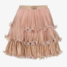 Junona-Girls Pink & Shimmery Gold Tulle Skirt | Childrensalon Outlet