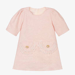 Junona-Girls Pink Tweed & Pearl Collar Dress | Childrensalon Outlet