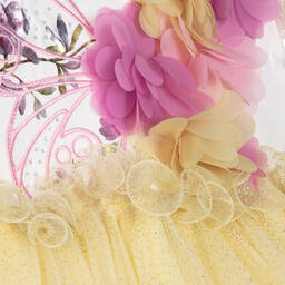 Junona-Girls Pink & Yellow Tulle Dress | Childrensalon Outlet