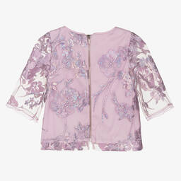 جونونا-بلوز تول وساتان مطرز بورود لون بنفسجي للبنات | Childrensalon Outlet