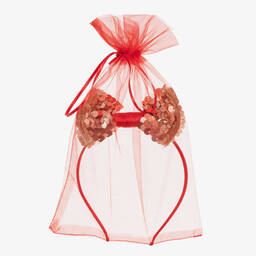 جونونا-فستان ساتان و تول لون أحمر و ذهبي - قطعتين | Childrensalon Outlet