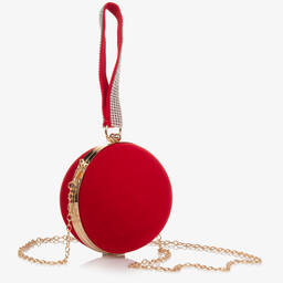Junona-Girls Red Velvet Ball Clutch Bag (14cm) | Childrensalon Outlet