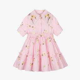 Junona-Платье из хлопка с цветочным узором розового цвета для девочек | Childrensalon Outlet