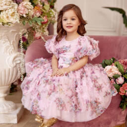 Junona-Girls Rosy Bloom Tulle Frock | Childrensalon Outlet