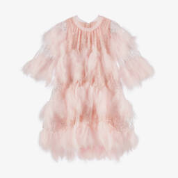 Junona-Girls Rosy Feathered Sequin Gown | Childrensalon Outlet