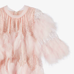 Junona-Girls Rosy Feathered Sequin Gown | Childrensalon Outlet