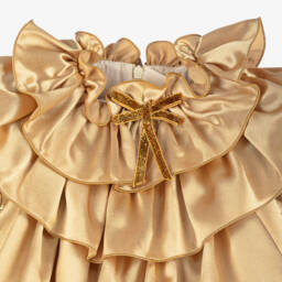 Junona-Girls Satin Gold Frill Gown | Childrensalon Outlet