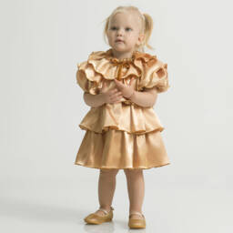 Junona-Girls Satin Gold Frill Gown | Childrensalon Outlet