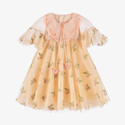 Junona-Girls Shimmering Gold Tulle Gown | Childrensalon Outlet