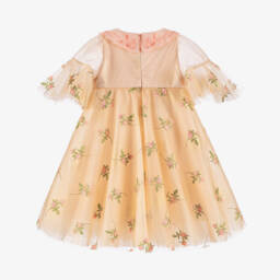 Junona-Girls Shimmering Gold Tulle Gown | Childrensalon Outlet