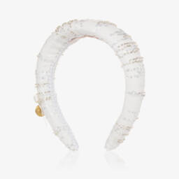 Junona-Girls Shimmering White Sequin Headband | Childrensalon Outlet