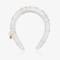 Junona-Girls Shimmering White Sequin Headband | Childrensalon Outlet