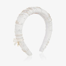 Junona-Girls Shimmering White Sequin Headband | Childrensalon Outlet