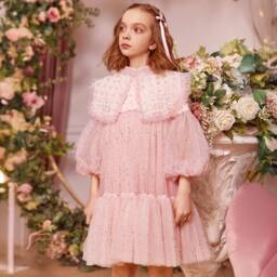 Junona-Блестящий розовый комплект из тюля для девочек | Childrensalon Outlet