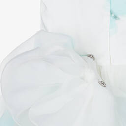 Junona-Girls White & Blue Butterfly Dress | Childrensalon Outlet