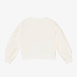 Junona-Girls White Butterfly Sweatshirt | Childrensalon Outlet