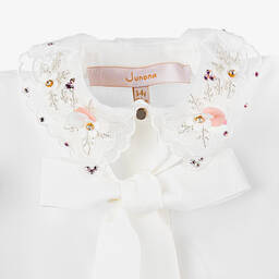 Junona-Белая блузка из хлопка и органзы для девочек | Childrensalon Outlet