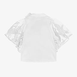 Junona-Белая блузка из хлопка и тюля для девочек | Childrensalon Outlet