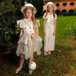 Junona-Girls White Crêpe Shimmer Jumpsuit | Childrensalon Outlet