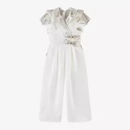 Junona-Girls White Crêpe Shimmer Jumpsuit | Childrensalon Outlet