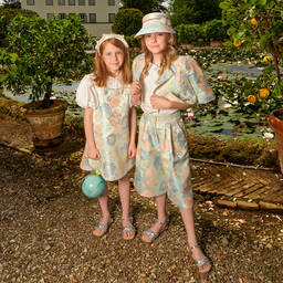 Junona-Girls White Floral Jacquard Dress | Childrensalon Outlet