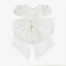 Junona-Girls White & Gold Floral Organza Dress | Childrensalon Outlet
