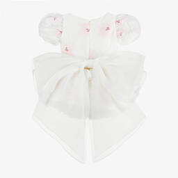 Junona-Girls White & Pink Floral Organza Dress | Childrensalon Outlet