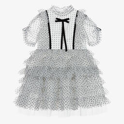 Junona-Белое платье из тюля в горошек | Childrensalon Outlet