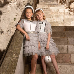 Junona-Белое платье из тюля в горошек | Childrensalon Outlet