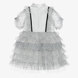 Junona-Белое платье из тюля в горошек | Childrensalon Outlet