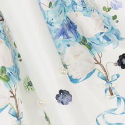 Junona-تنورة ساتان لون أبيض بطبعة ورود | Childrensalon Outlet