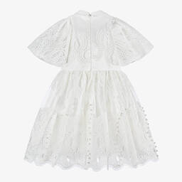 Junona-Girls White Tulle Pearl Dress | Childrensalon Outlet
