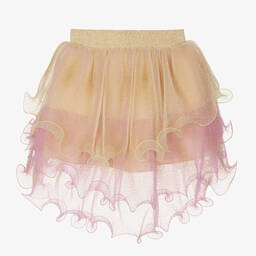 Junona-Girls Yellow & Lilac Tulle Ruffle Skirt | Childrensalon Outlet