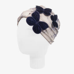 Junona-قبعة توربان لون بيج و كحلي للبنات | Childrensalon Outlet