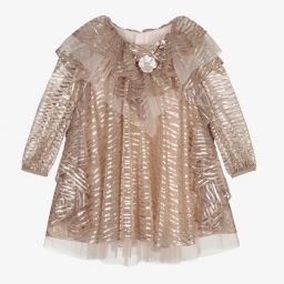 Junona-Metallic Pink Shimmer Dress  | Childrensalon Outlet