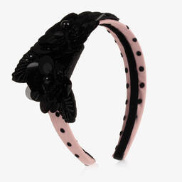 Junona-Pink & Black Floral Hairband | Childrensalon Outlet