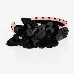 Junona-Pink & Black Floral Hairband | Childrensalon Outlet