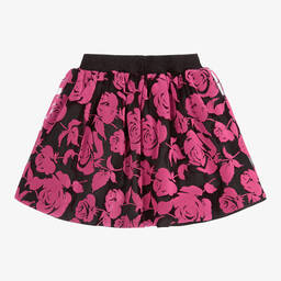 Junona-Pink & Black Floral Skirt | Childrensalon Outlet